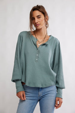 quinn thermal knit top | jade ash