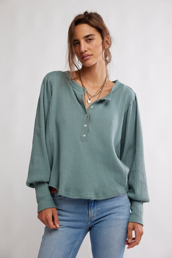 quinn thermal knit top | jade ash
