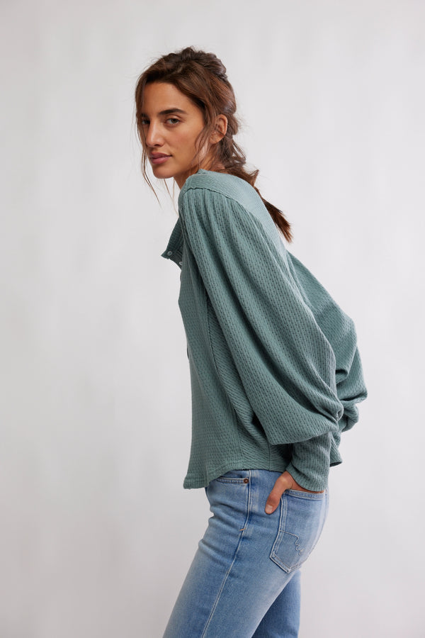 quinn thermal knit top | jade ash