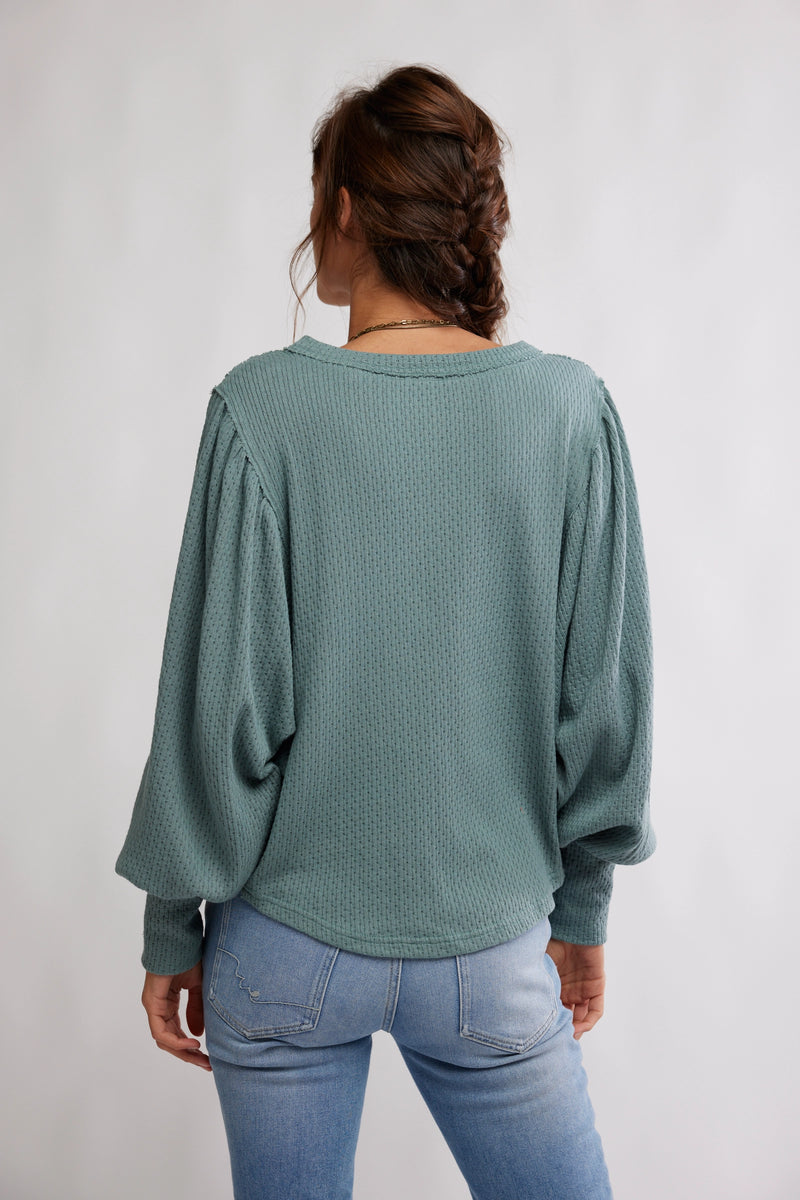 quinn thermal knit top | jade ash