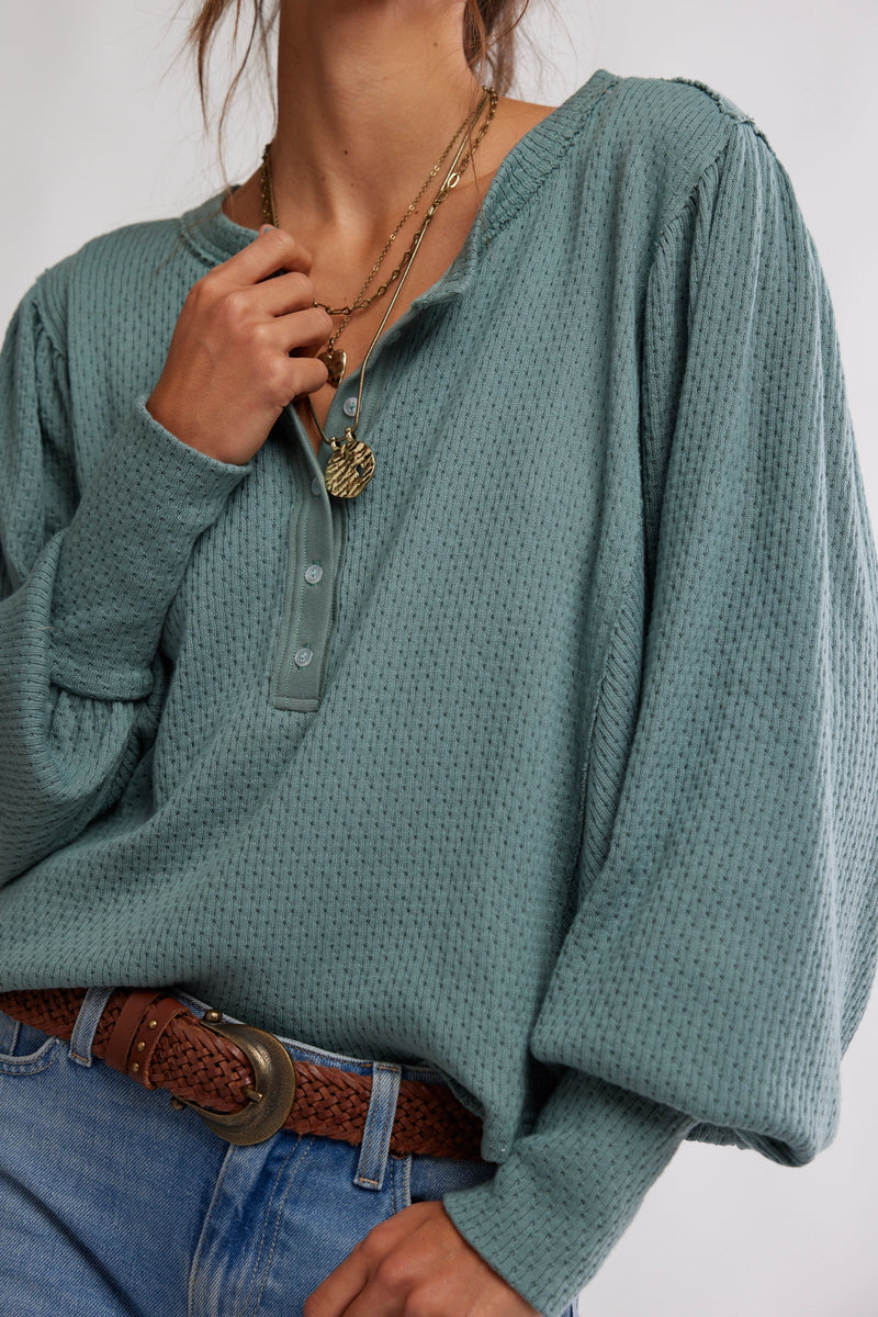 quinn thermal knit top | jade ash