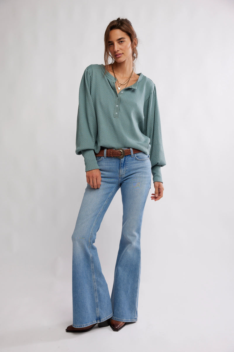 quinn thermal knit top | jade ash