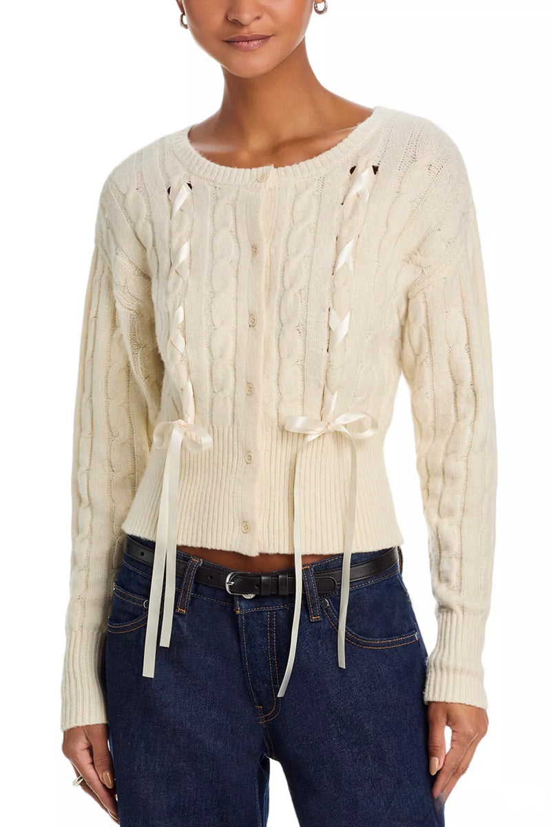 saidee ribbon ties cardigan | cream