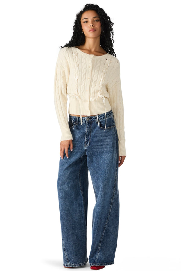 saidee ribbon ties cardigan | cream