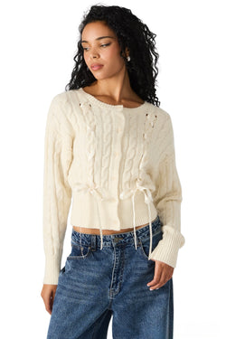 saidee ribbon ties cardigan | cream