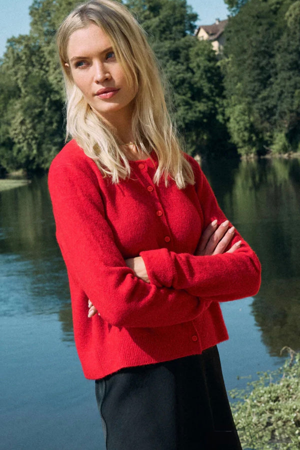 medina cardigan | festive red