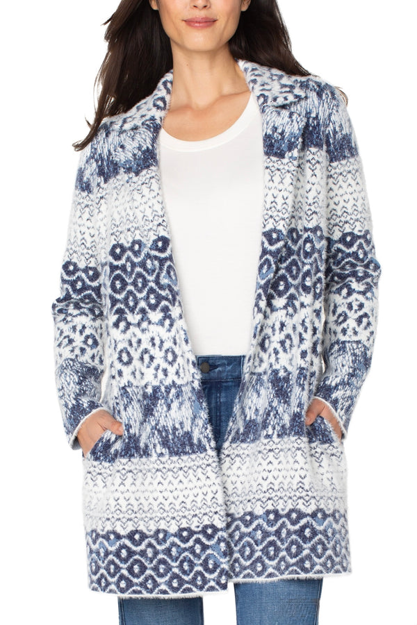 shibori print coatigan | navy