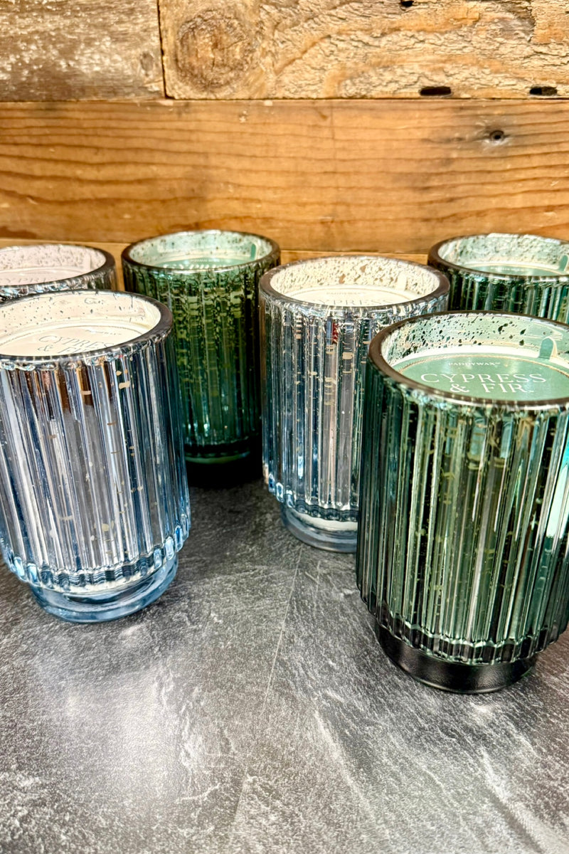 cypress fir holiday candles | green & silver