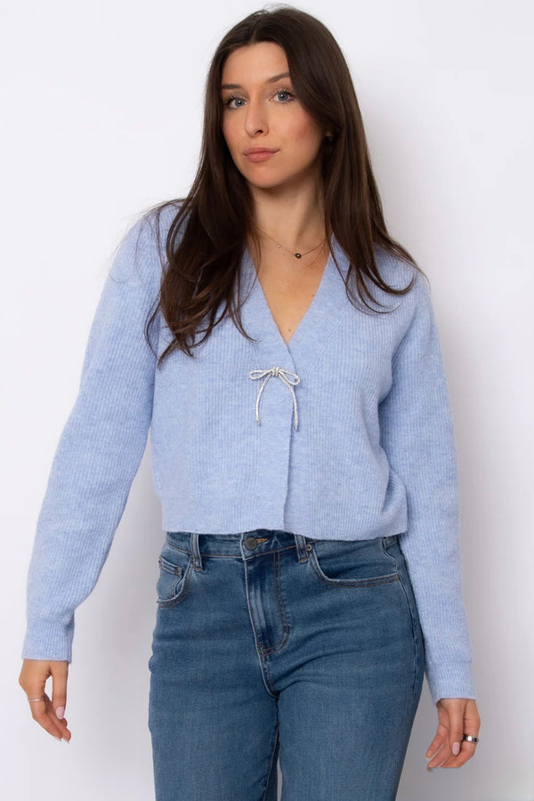 ghaida diamond bow cardigan | blue sky