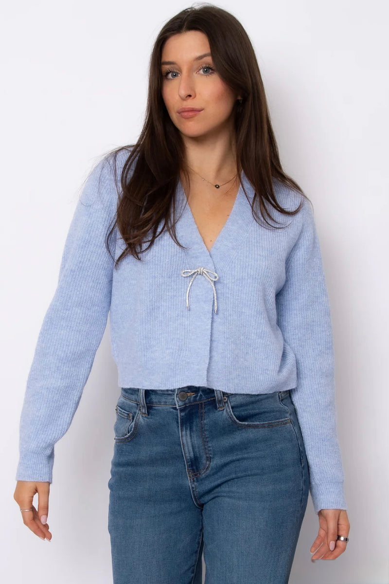 ghaida diamond bow cardigan | blue sky