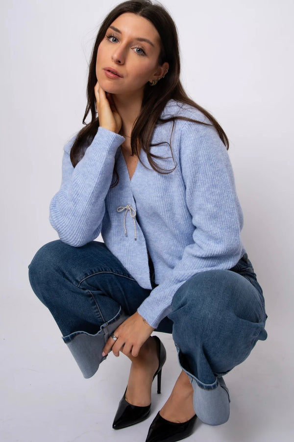 ghaida diamond bow cardigan | blue sky