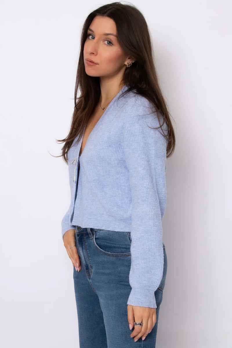 ghaida diamond bow cardigan | blue sky