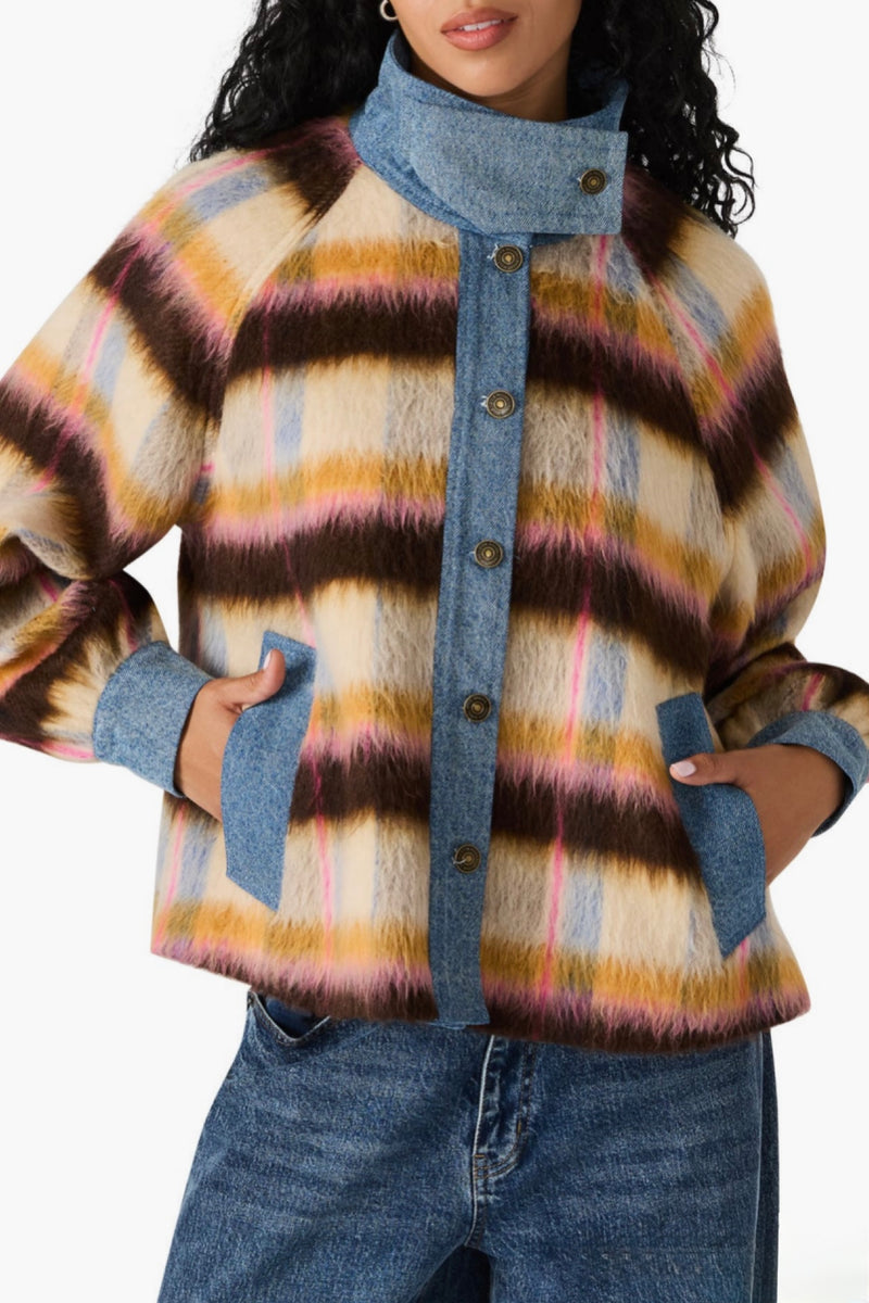 kaylen denim trim stripe jacket