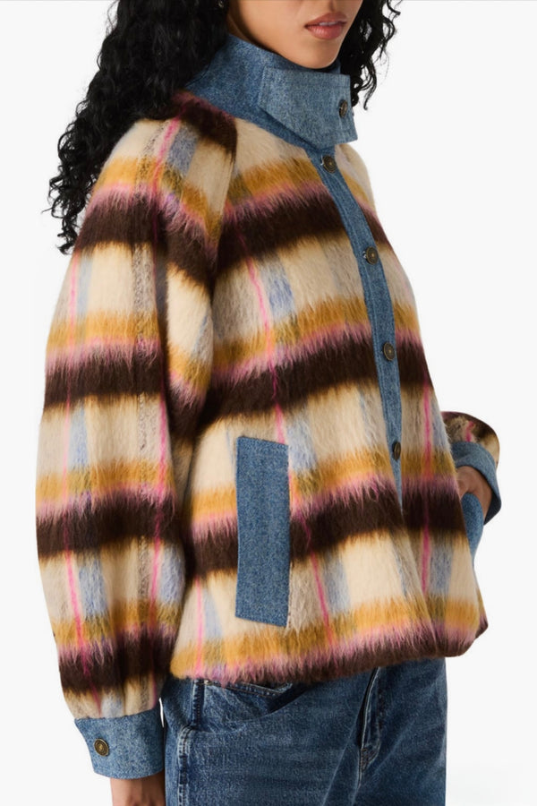 kaylen denim trim stripe jacket