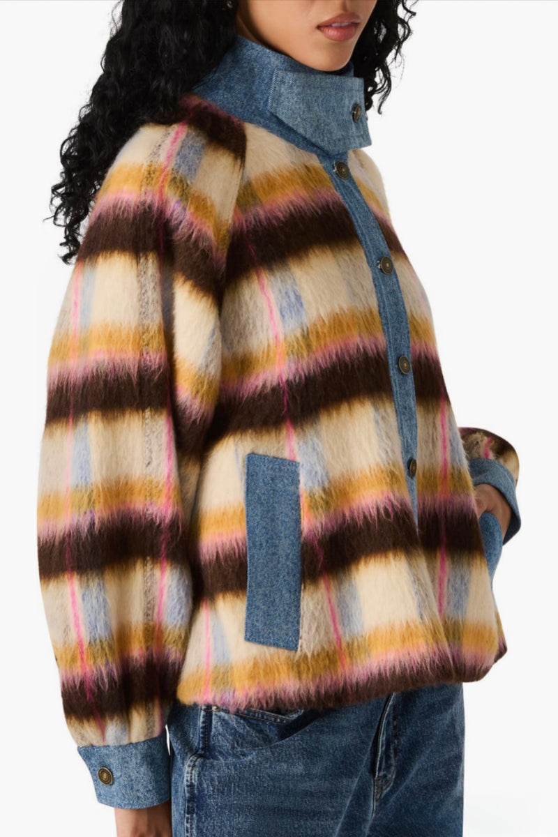 kaylen denim trim stripe jacket