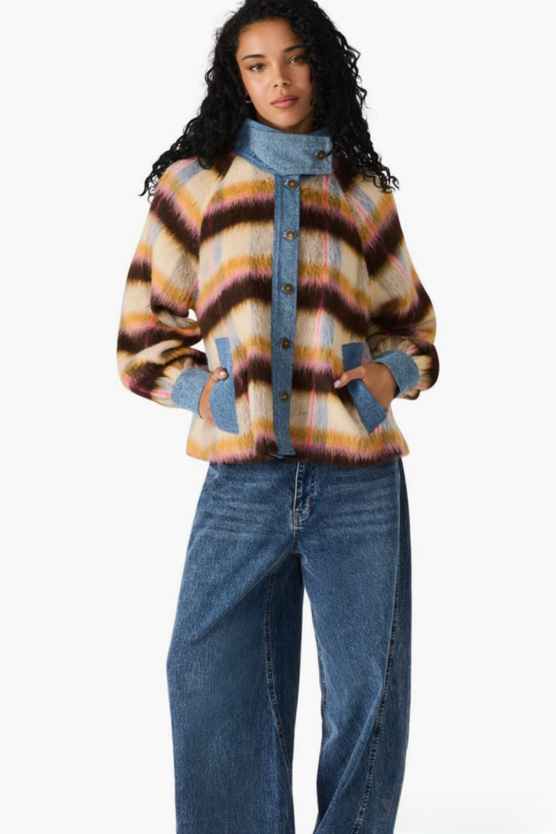 kaylen denim trim stripe jacket