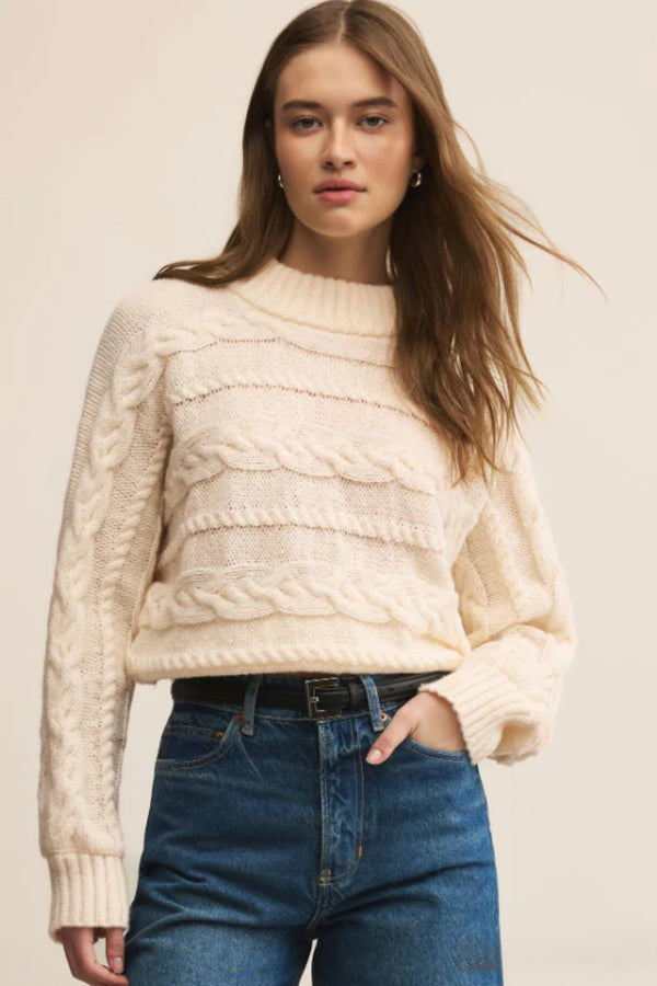 arctic cable knit sweater | warm white