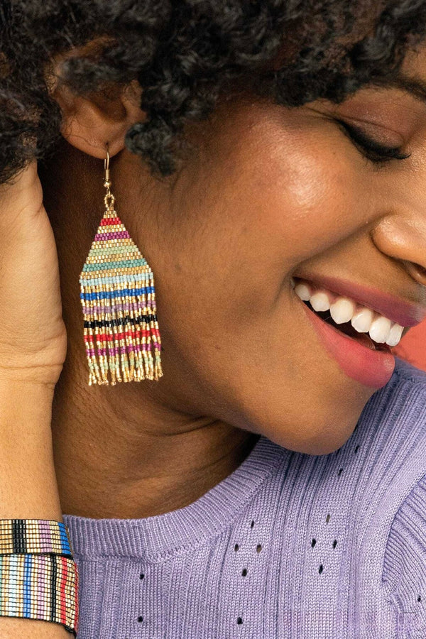 lexie horizontal lines fringe earring | more colors