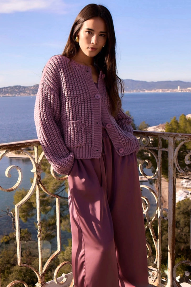 mauve chunky cardigan