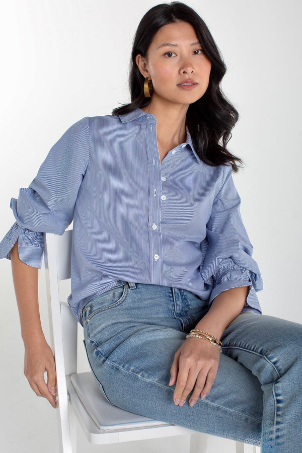 adjustable sleeve stripe shirt