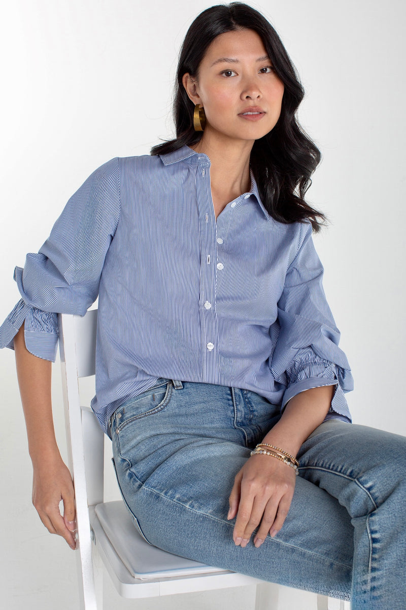 adjustable sleeve stripe shirt