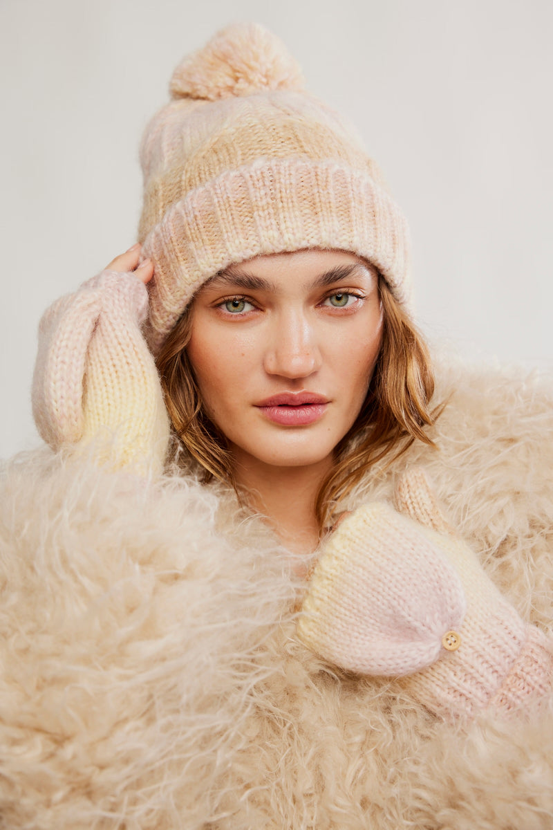 rainbow run hat + glove set | ivory