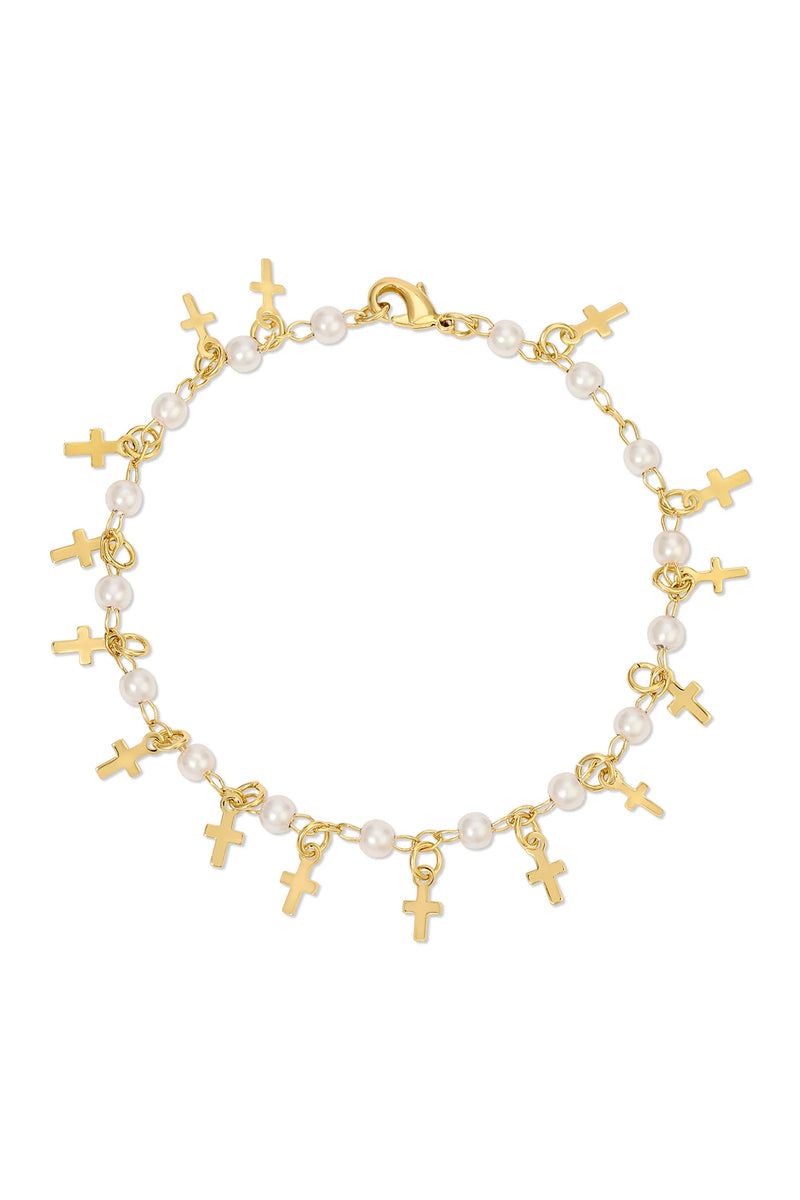 pearl cross shaker bracelet