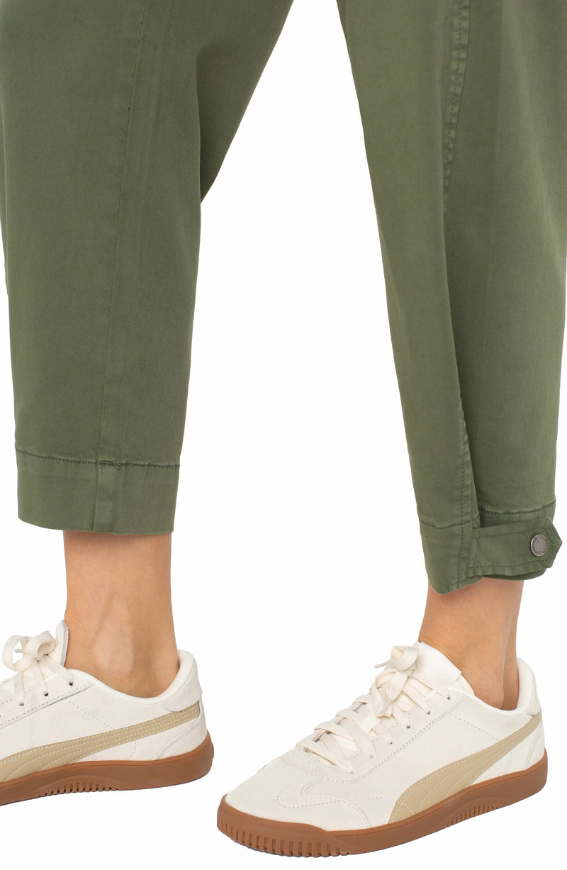 cargo crop with tab hem pant | forest shade