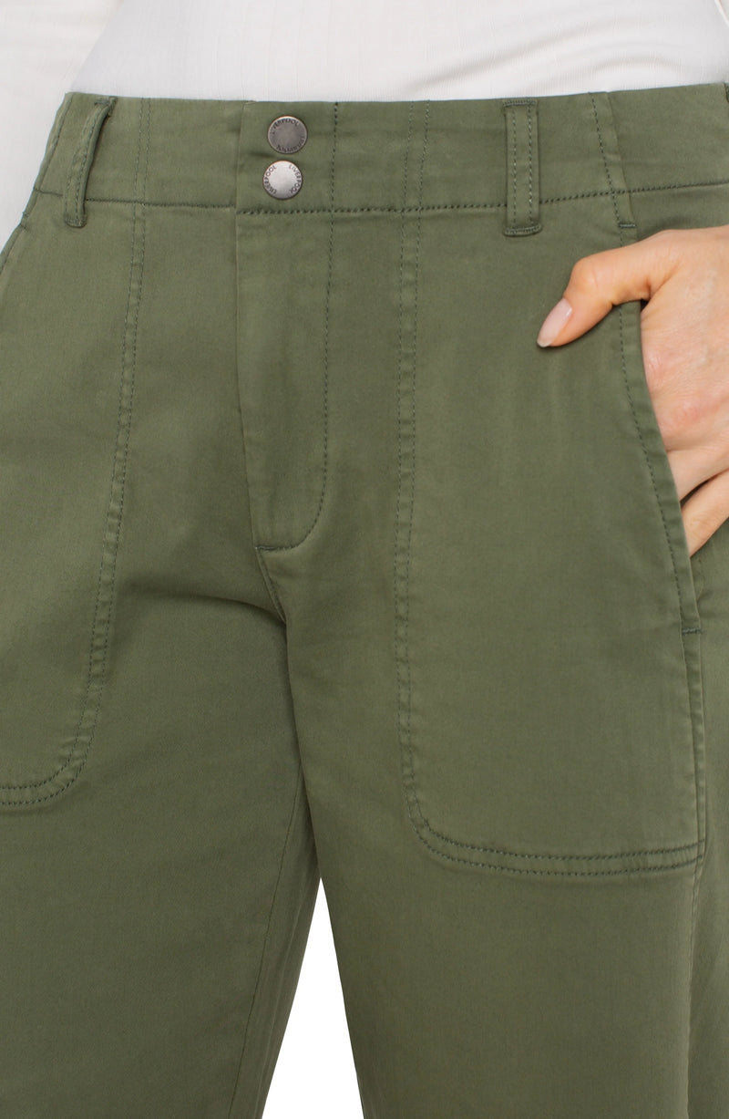 cargo crop with tab hem pant | forest shade