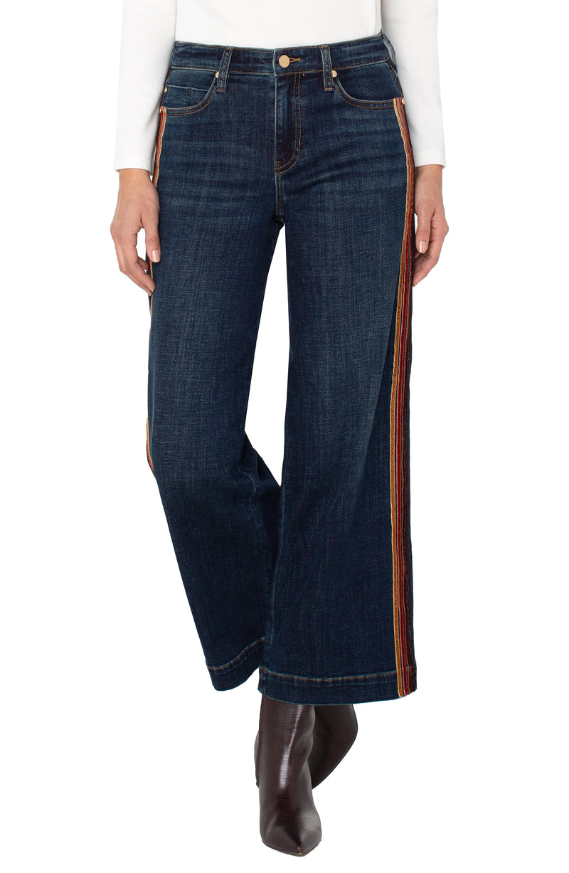 stride wide leg velvet trim | eastmoor