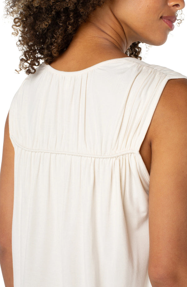 shirred detail knit top | 2 colors