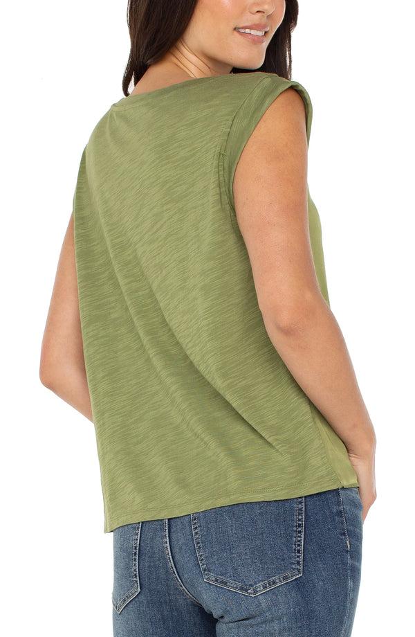 mixed media sleeveless top | artichoke