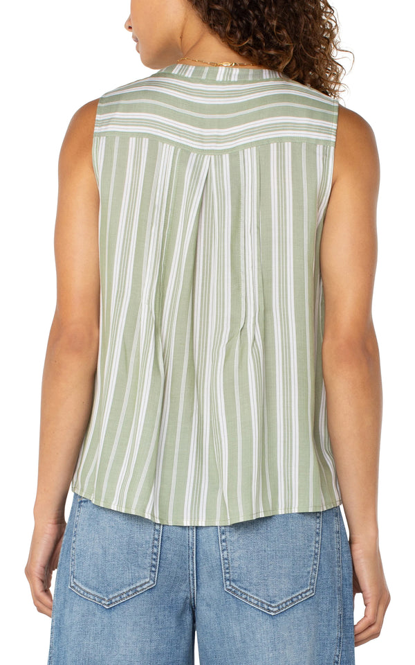 sleeveless popover stripe blouse | green