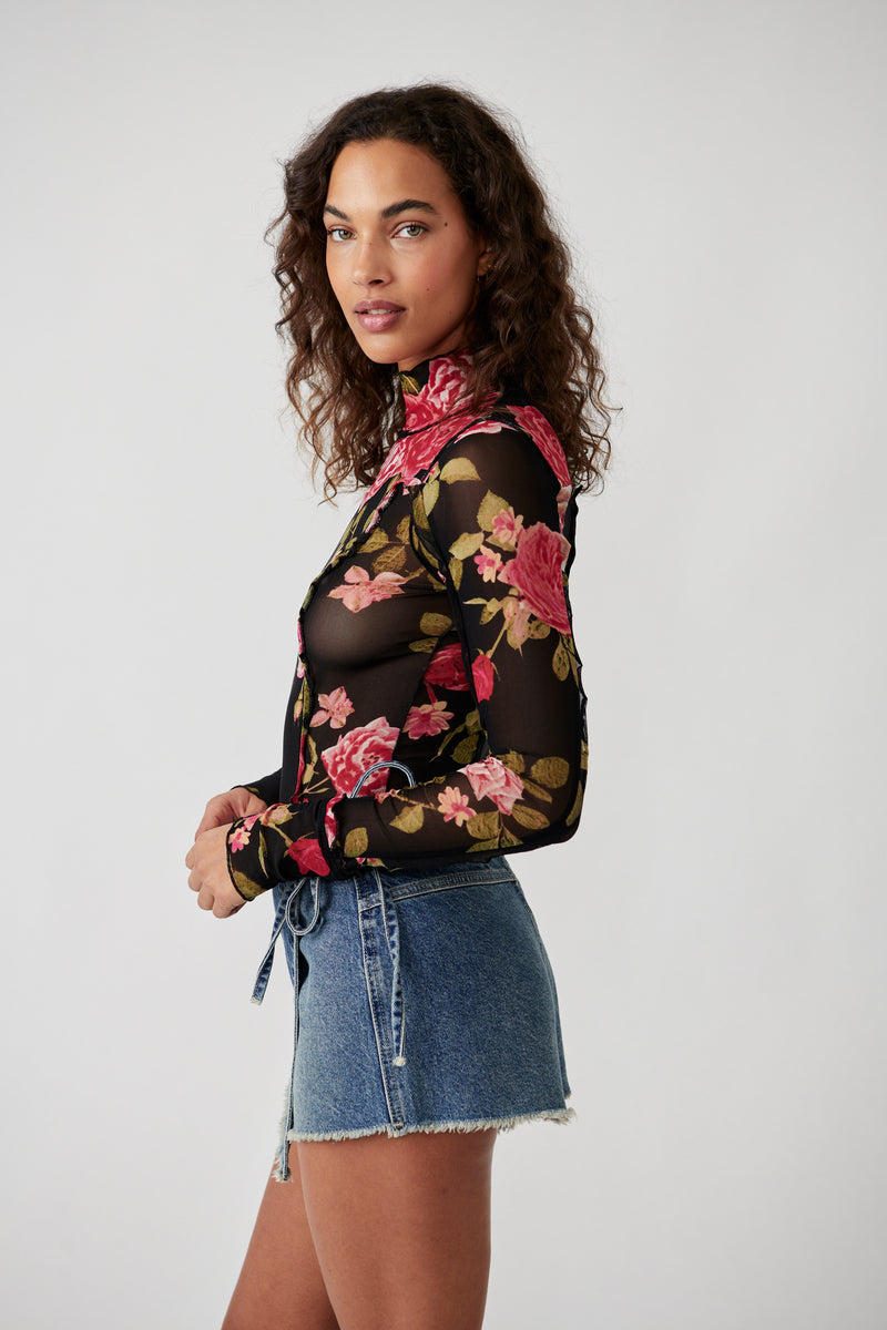 charlie printed mesh top