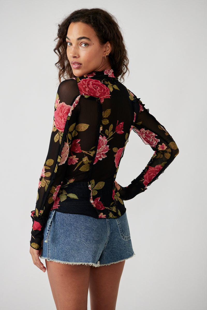 charlie printed mesh top
