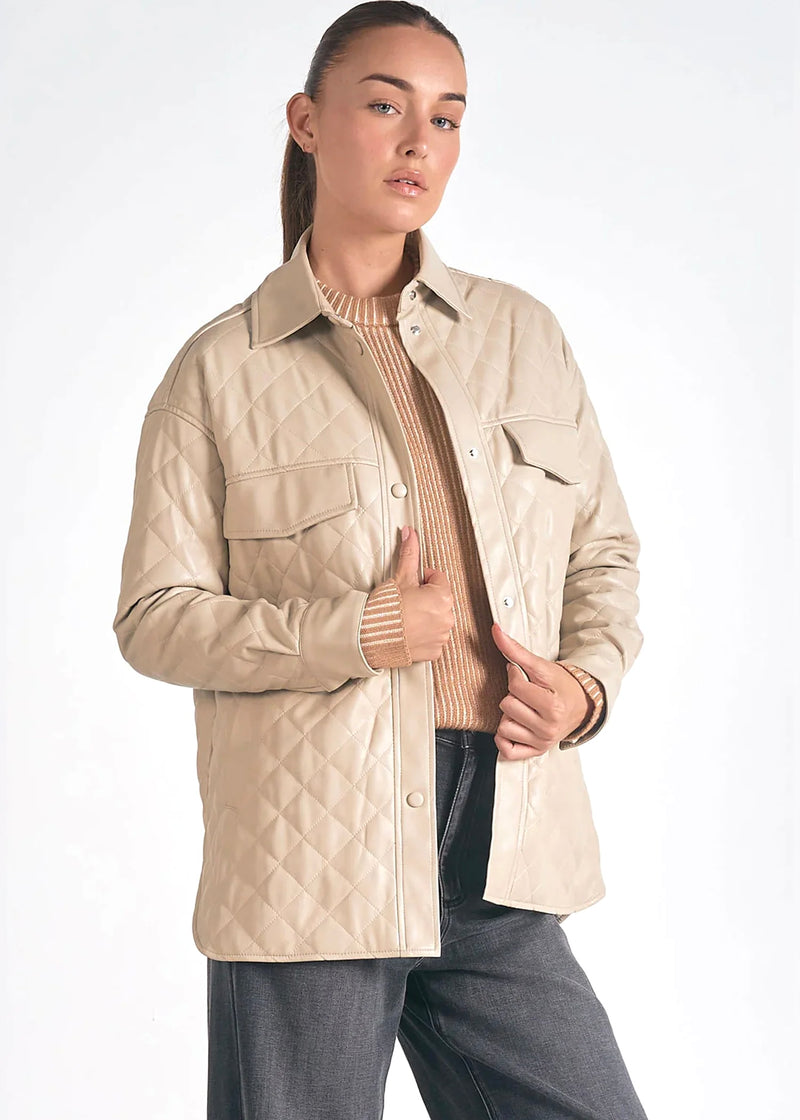 minka faux leather quilted jacket | stone