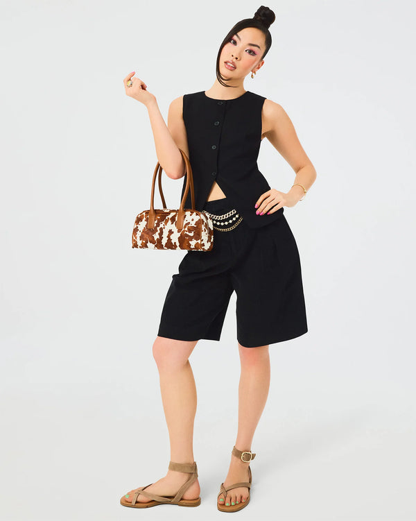 wesley linen vest | black