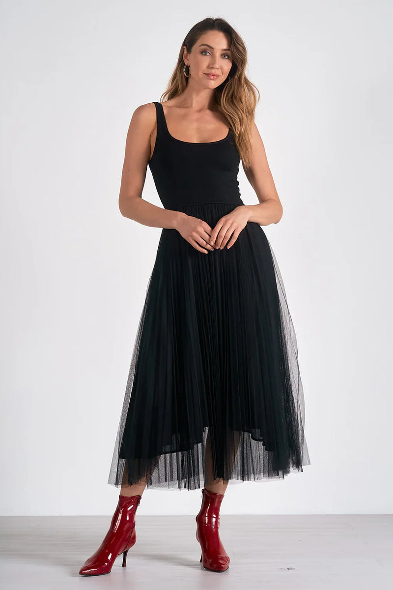 tulle maxi dress | black