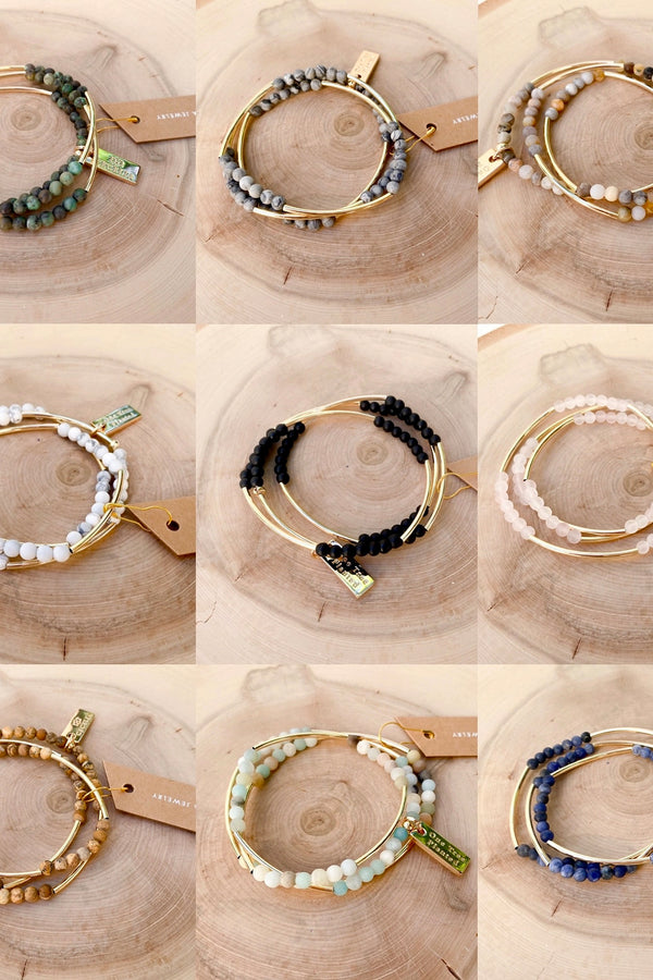 gemstone tripe wrap bracelets | more colors