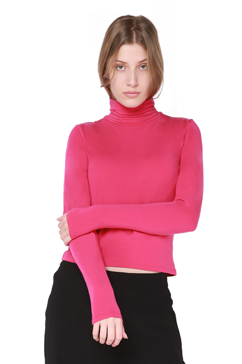 hot pink turtleneck