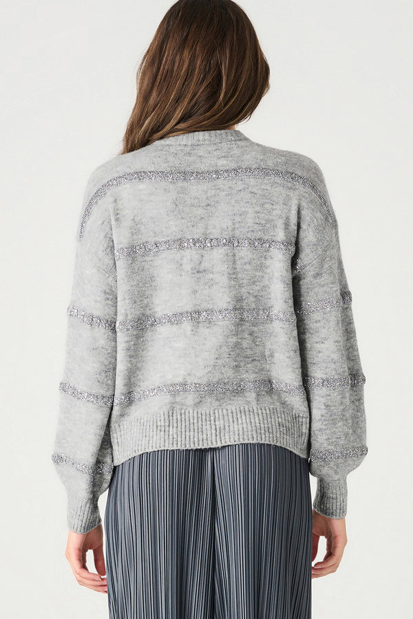 sequin stripe sweater | grey