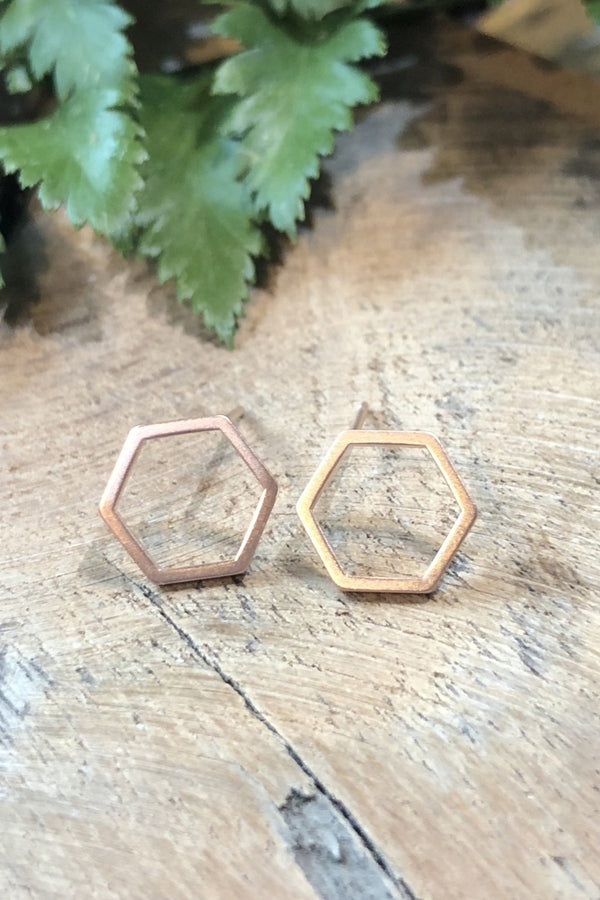 rose hexagon earrings