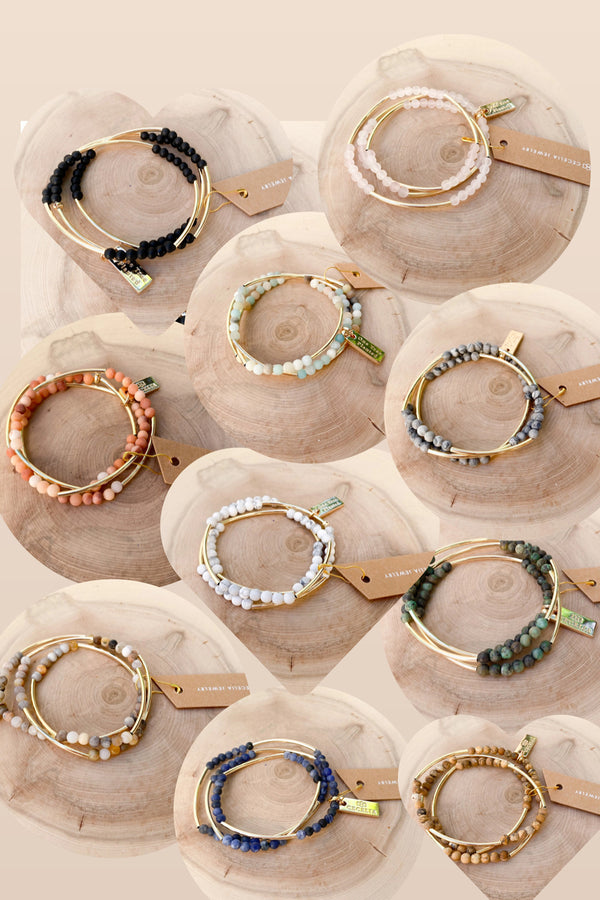 gemstone tripe wrap bracelets | more colors