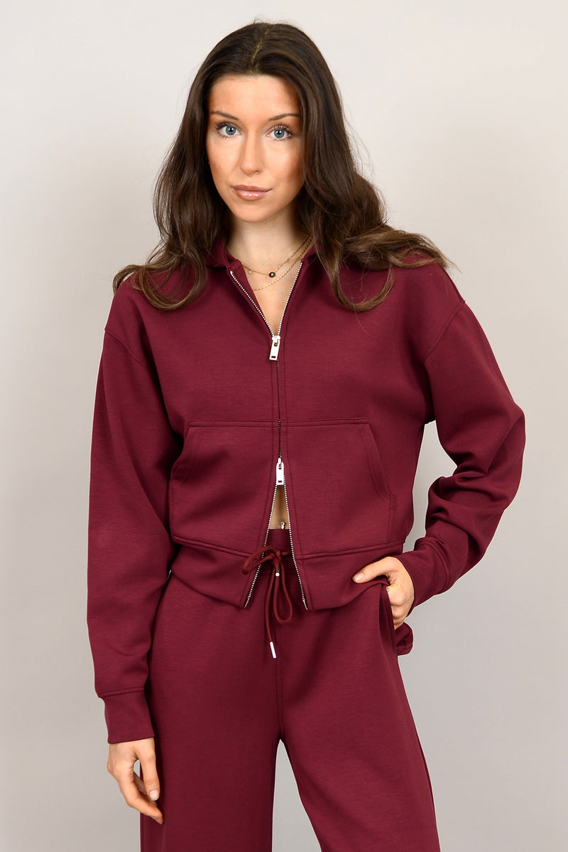 haidelyn scuba knit zip hoodie | oxblood