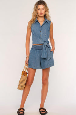 bella side tie shirt | river