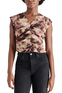 honey floral ruched top | autumn mauve