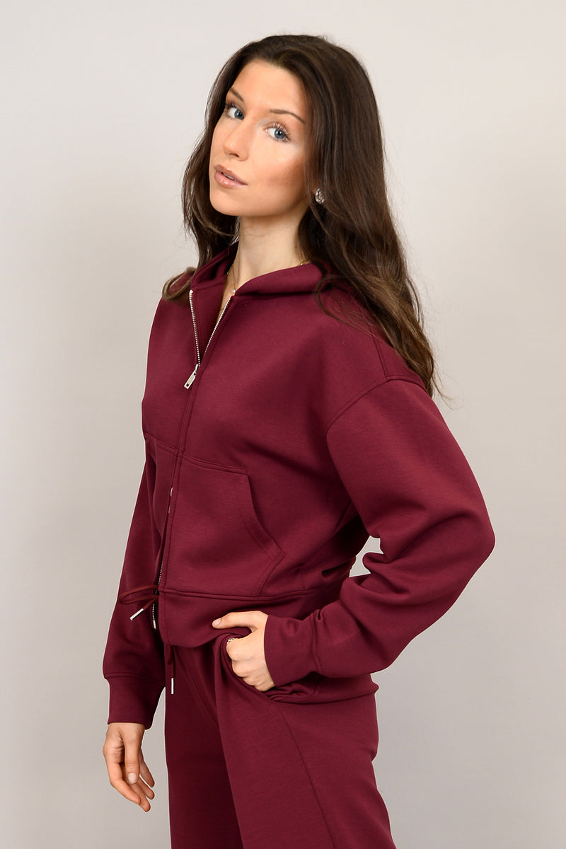 haidelyn scuba knit zip hoodie | oxblood