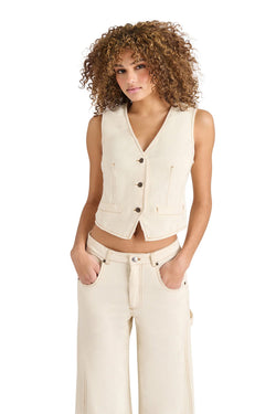 selene denim vest | oatmeal