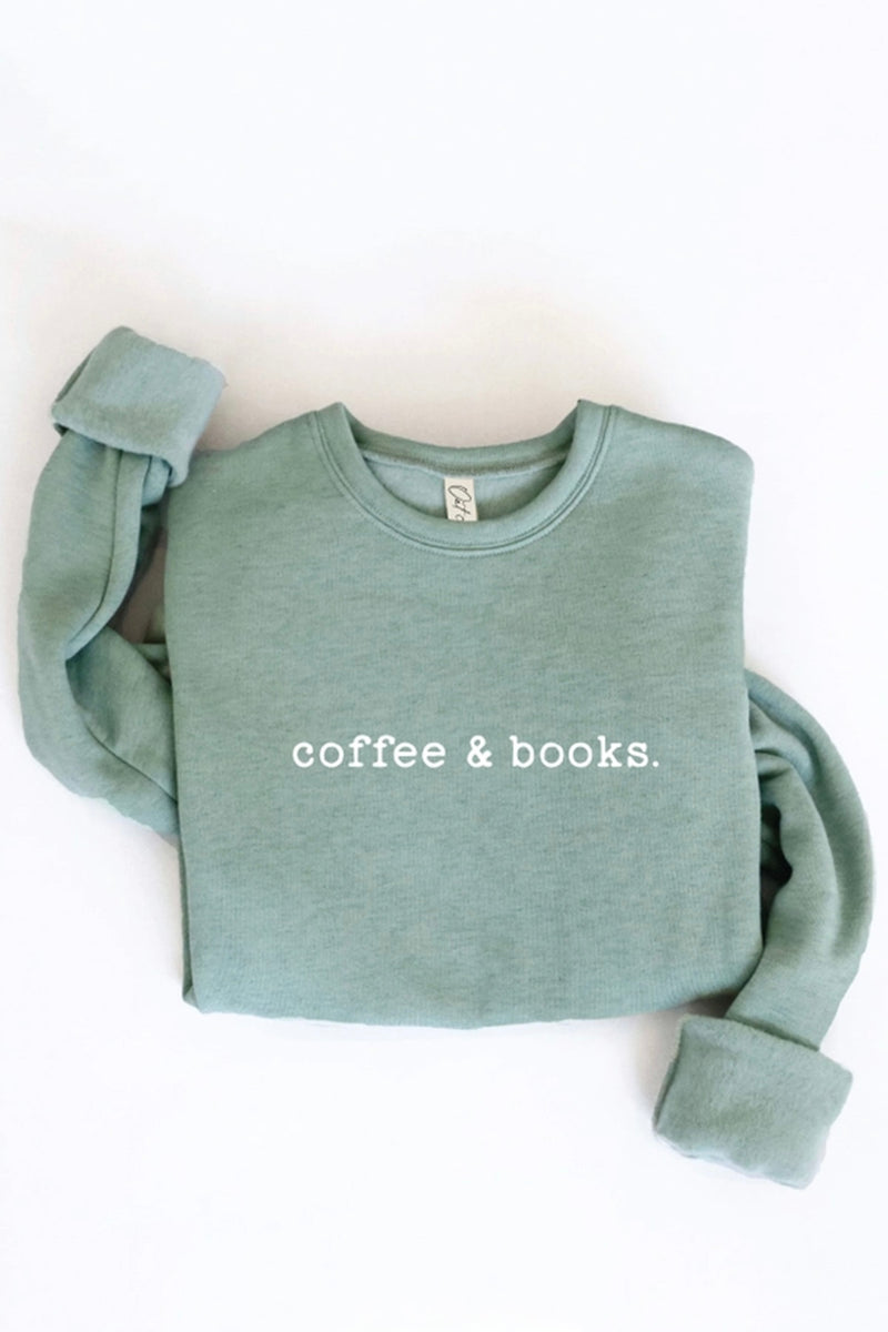 coffee & books sweatshirt | sage