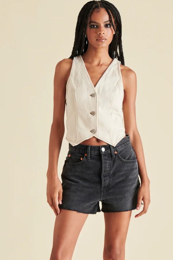 selene denim vest | oatmeal